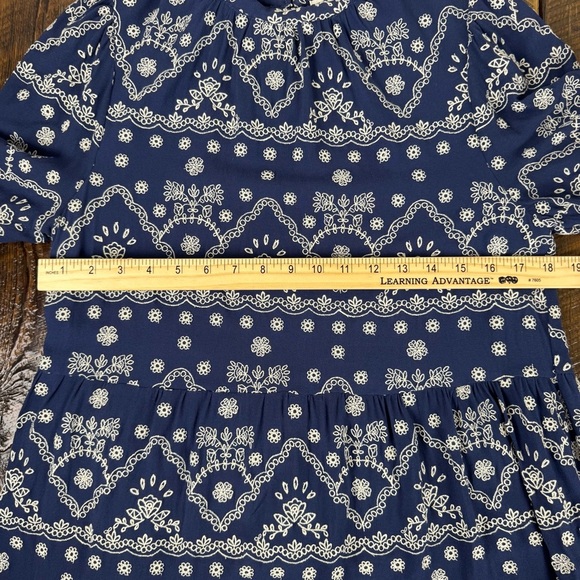 Penelope Rose Navy Blue Embroidered Boho Dress XL 3/4 Sleeve - Picture 7 of 7